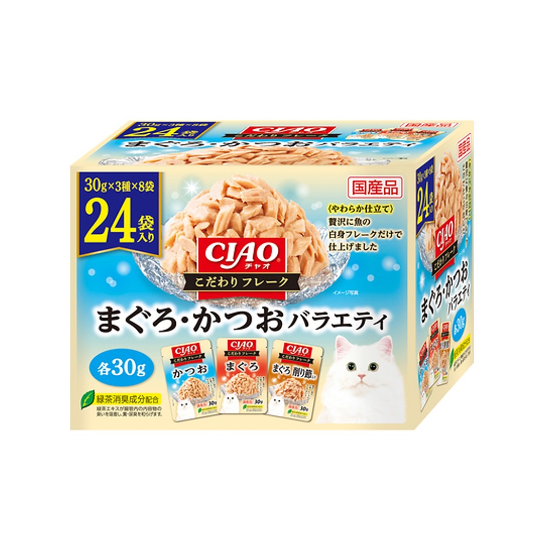 CIAO IC-513 貓濕糧 極致薄片餐包- 吞拿魚片 & 鰹魚片混合口味 PARTY 30g x 24