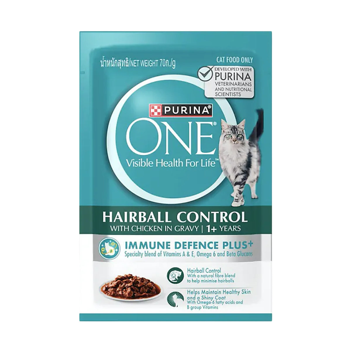 Purina ONE 成貓去毛球配方 貓濕糧 雞肉配方 70克