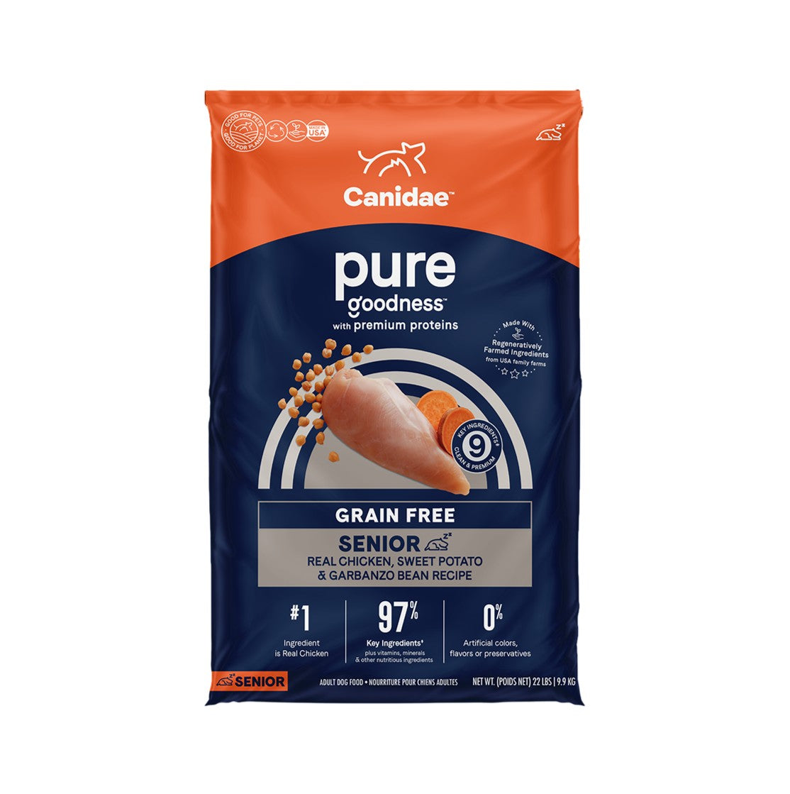 CANIDAE 老年狗乾糧 無穀物雞肉、甜薯和鷹嘴豆 9.9公斤 (22磅)