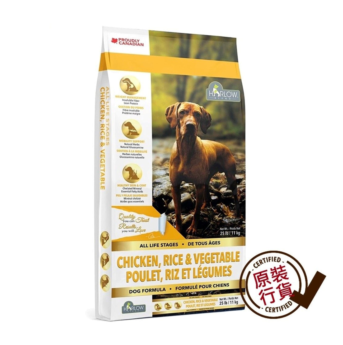 Harlow 楓葉 雞肉糙米配蔬菜 全階段狗糧 25磅