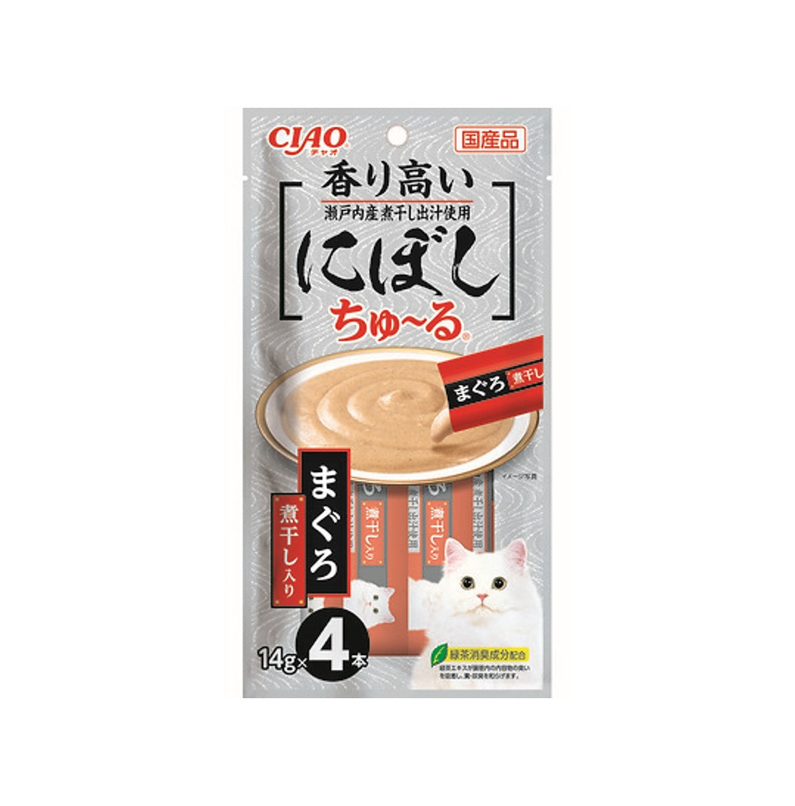 CIAO 貓零食 日本肉泥(SC-375) - 吞拿魚 乾沙丁魚口味 14gx4條裝