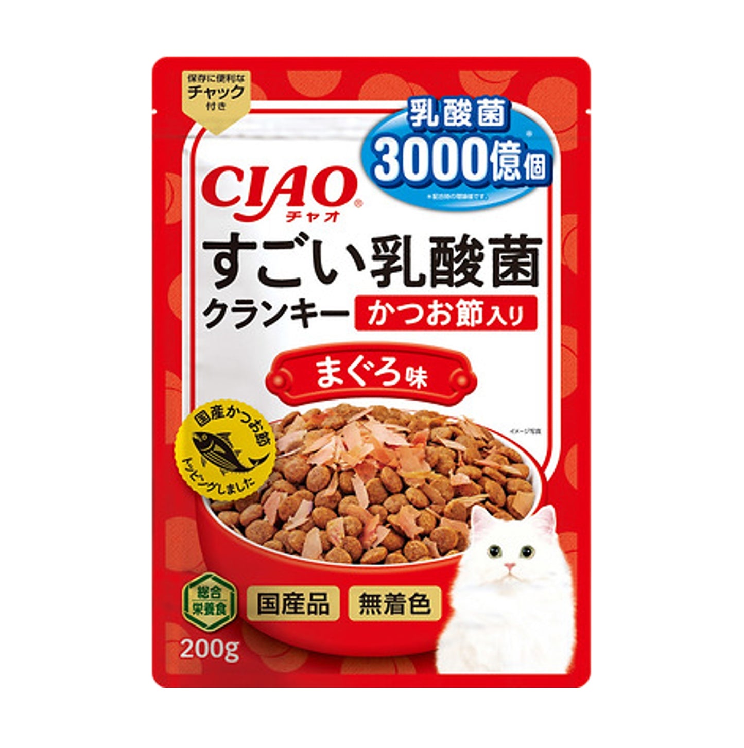 CIAO 3000億個乳酸菌夾心乾糧系列 木魚&吞拿魚味貓糧 200g (P-251)
