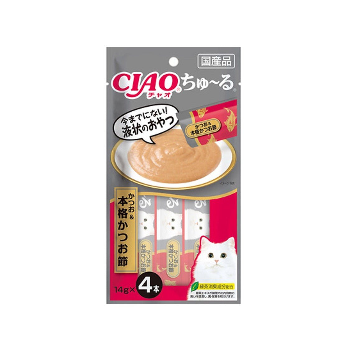 CIAO 貓零食 日本肉泥(SC-246) - 鰹魚+鰹魚節 14gx4條裝