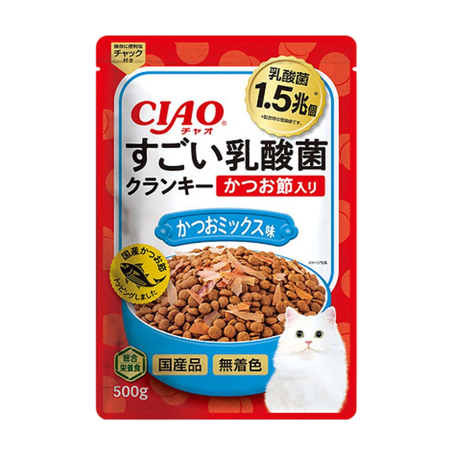 CIAO 1.5兆個乳酸菌夾心乾糧系列 木魚&鰹魚味 500g (P-256)