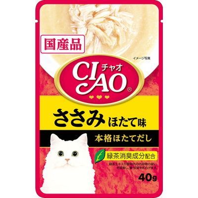 INABA CIAO Japanese Cat Wet Food Chicken + Scallop Flavor Bonito Broth Formula 40g #IC-205