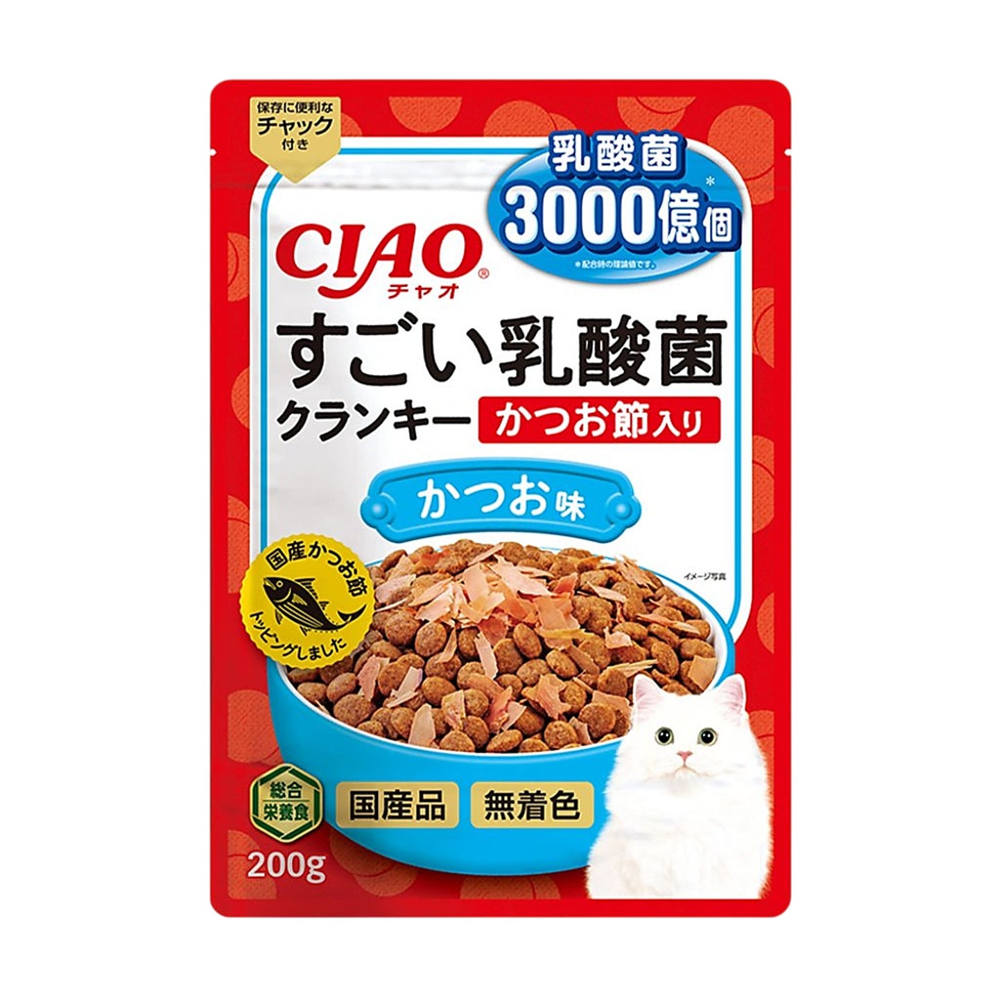 CIAO 3000億個乳酸菌夾心乾糧系列 木魚&鰹魚味貓糧 200g (P-252)