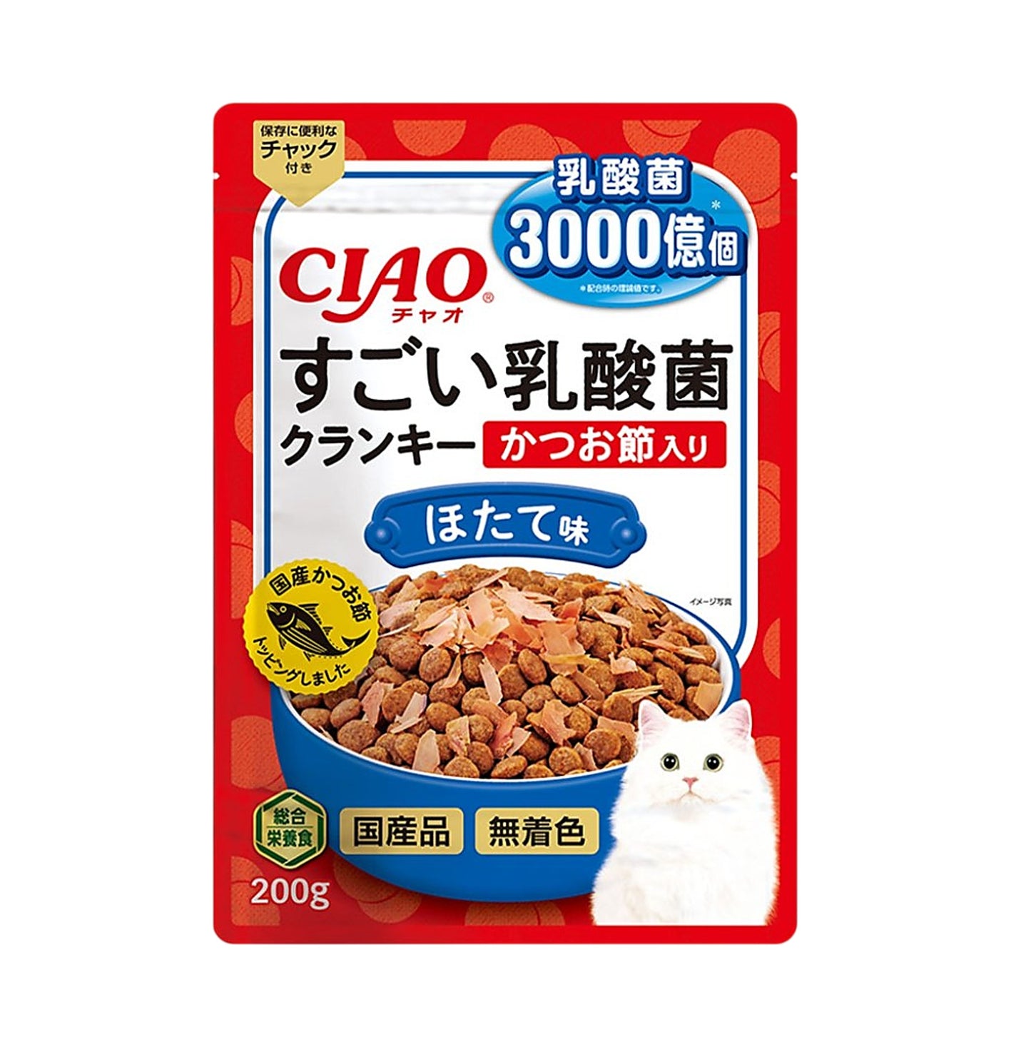 CIAO 3000億個乳酸菌夾心乾糧系列 木魚&帶子味貓糧 200g (P-253)