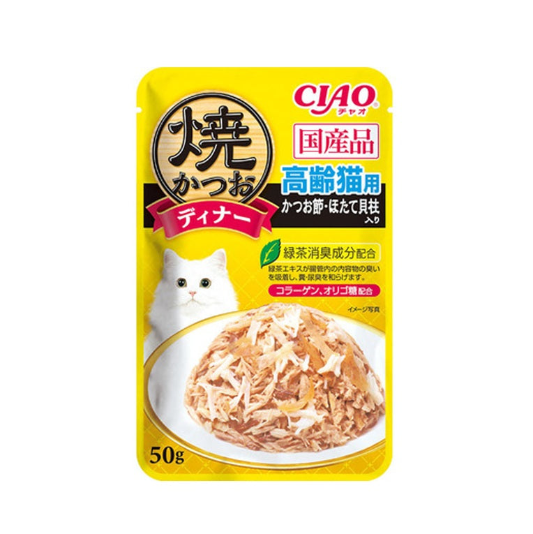 CIAO IC-234 Cat Pouch Gilled Katsuo (For Senior Cats) with Bonito and Scallop 50g