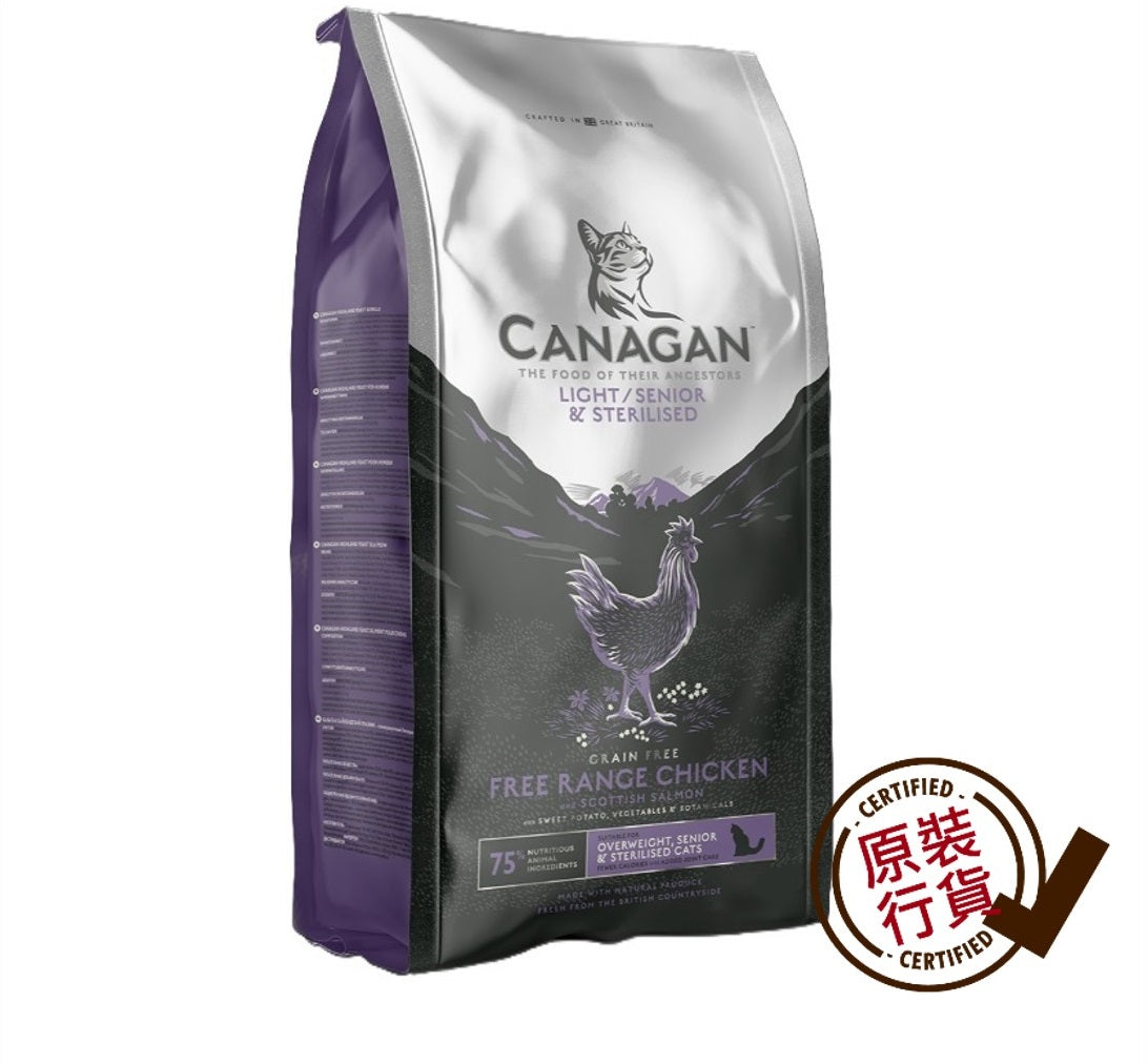 Canagan Original Choice Grain-Free Cat Food Free-Run Chicken Weight Management and Senior Cat Formula 4kg #ZLS4