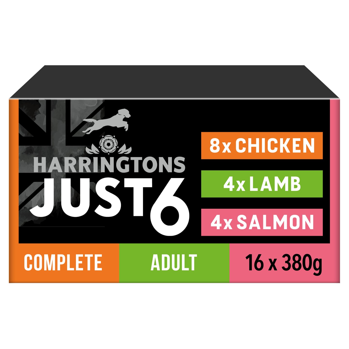 HARRINGTONS-JUST-6-Adult-Wet-Food-Mixed-8C-4L-4S-16-x-380g