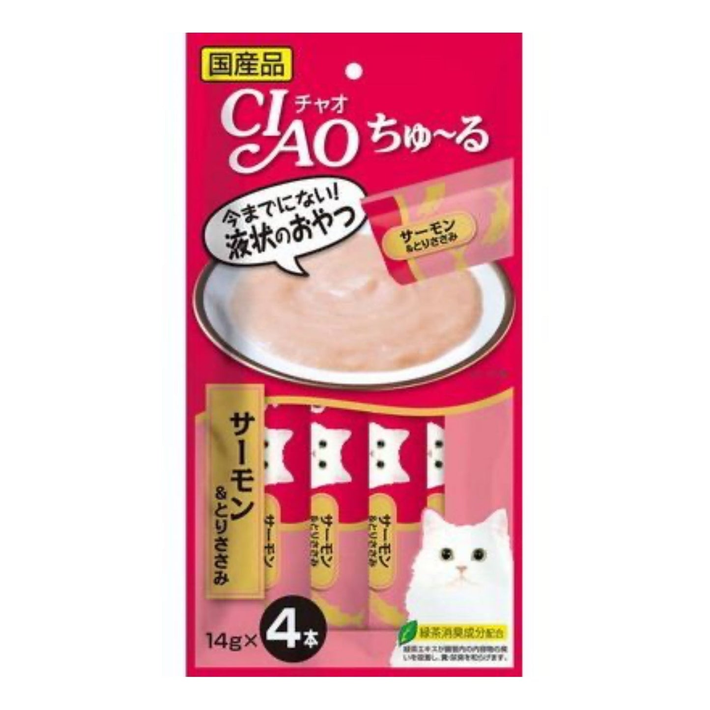 INABA CIAO Cat Snack Japanese Meat Paste Salmon + Chicken 14g x 4 pcs SC-146