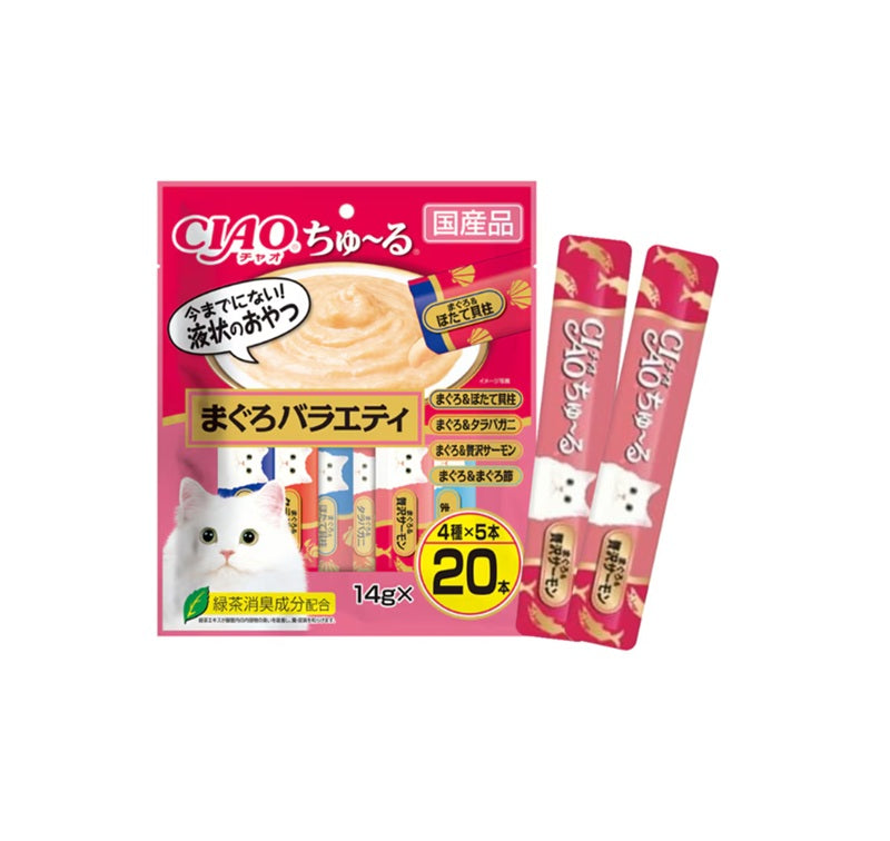 INABA - CIAO Churu PureeTuna Party Variety Pack SC-194 (Limited Edition Value Pack 14g x 20 + 2)
