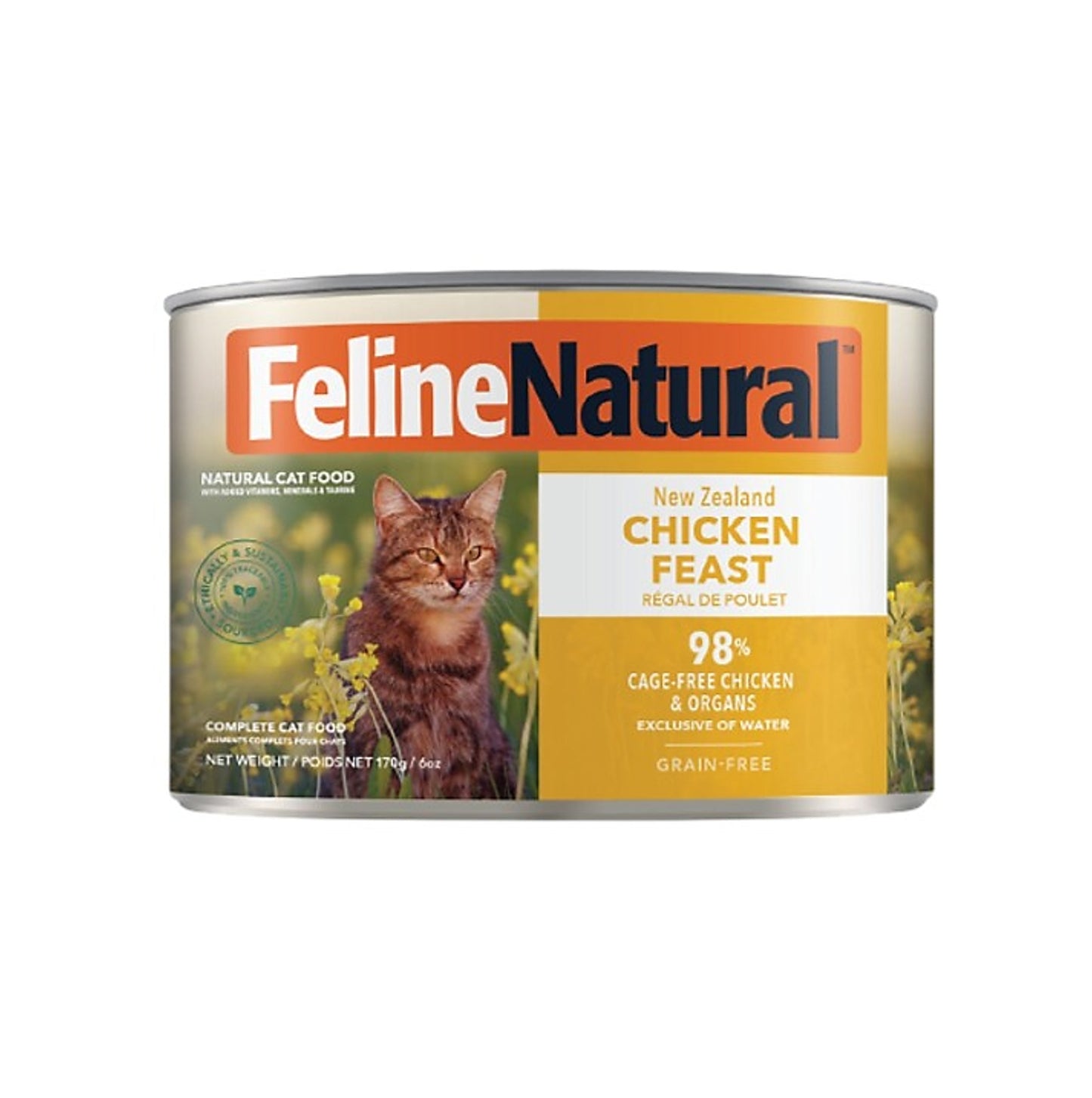 Feline Natural F9 主食貓罐頭 貓濕糧 雞肉盛宴170克 #2452 (包裝隨機提供)