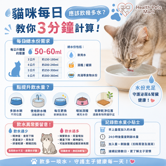 💧🐱《貓咪每日應該飲幾多水？教你3分鐘計算》