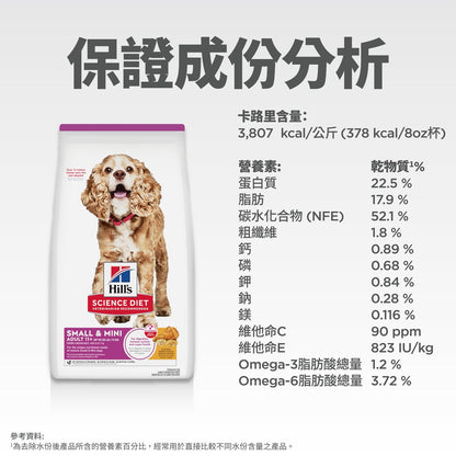 高齡犬11+ 小型犬專用配方 狗乾糧 4.5磅(包裝隨機提供) 2533