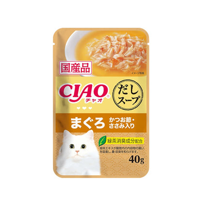 INABA〈CIAO〉日本貓濕糧 吞拿魚 + 鰹魚 + 雞肉味 + 鰹魚湯底配方 40g #IC-216