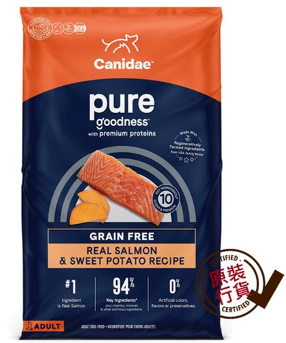 Canidae PURE 成犬乾糧 - 無穀物三文魚和甜薯 5.4KG(12磅) (包裝隨機提供)