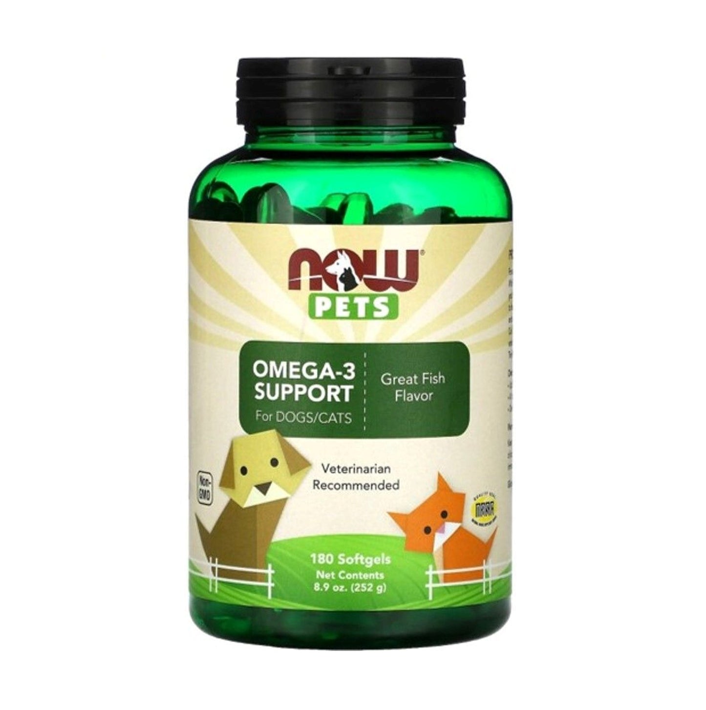 NOW Foods 獸醫推薦寵物貓狗專用魚油-180粒 Omega-3 EPA+DHA 美魚味 (包裝隨機提供) [香港行貨]