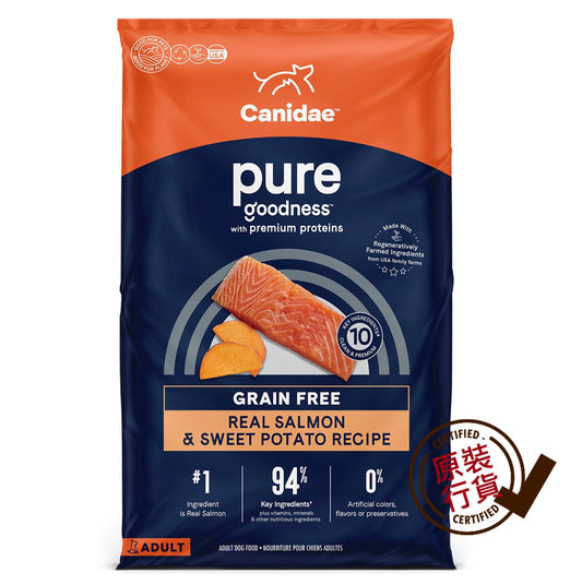 PURE 成犬乾糧 - 無穀物三文魚和甜薯 1.8KG(4磅)