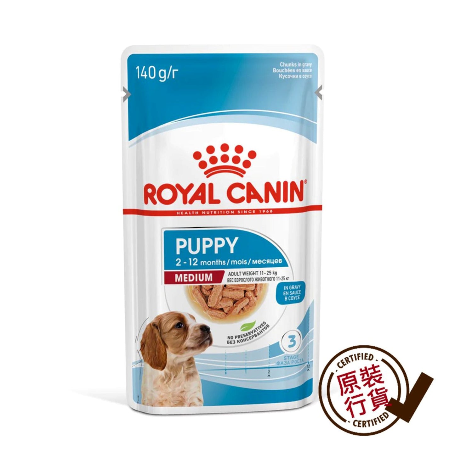 中型幼犬 袋裝 狗濕糧 (140 克) X 12 (兩款包裝隨機提供)