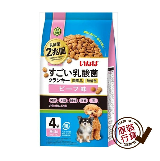 INABA-〈CIAO〉勁量乳酸菌狗糧 - 牛肉味 (190gx4) DD-122