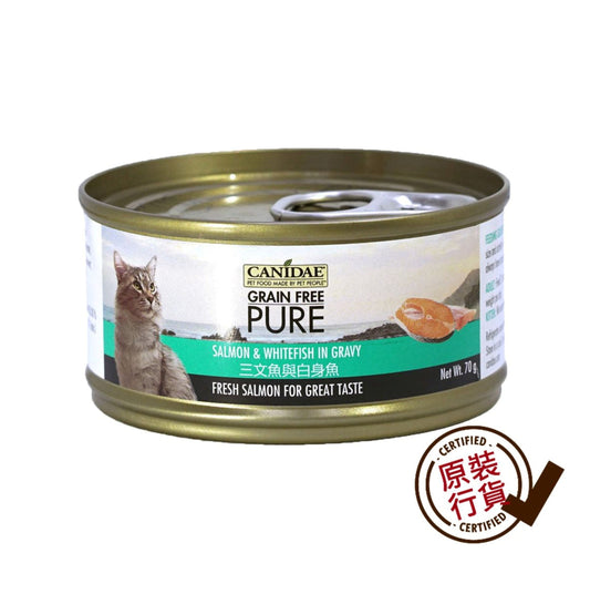 PURE 無穀物三文魚與白身魚貓罐頭 70g