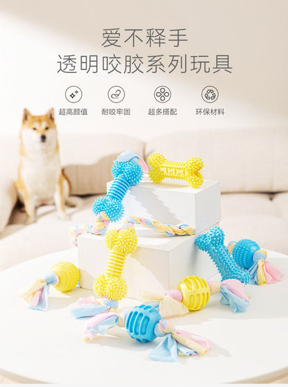 Hipidog TPR糖果小狗狗玩具 磨牙耐咬 可水洗潔牙橡膠用品 藍色帶刺骨頭