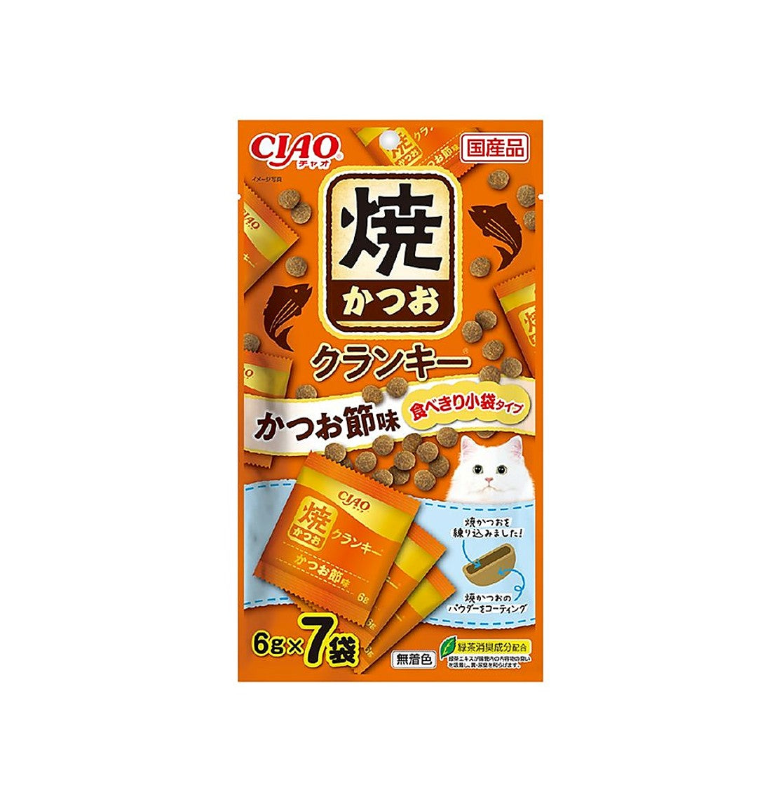 CIAO 貓零食(P-214) 燒鰹魚脆貓餅 鰹魚節味 6g x7包