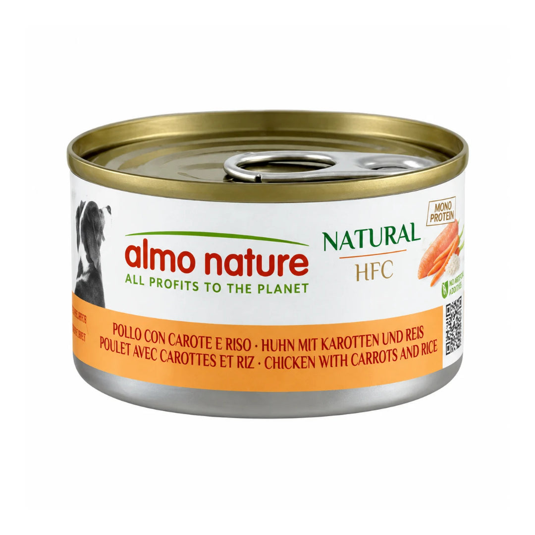 almo nature-Nature HFC 天然雞肉紅蘿蔔米 狗罐頭濕糧 95g #5574