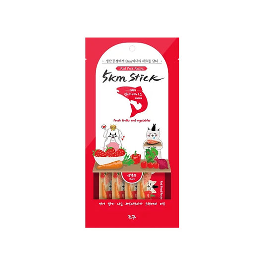 5km Stick 血管健康 護心【紅三文魚配方】營養蔬果貓狗肉泥 14克 x4