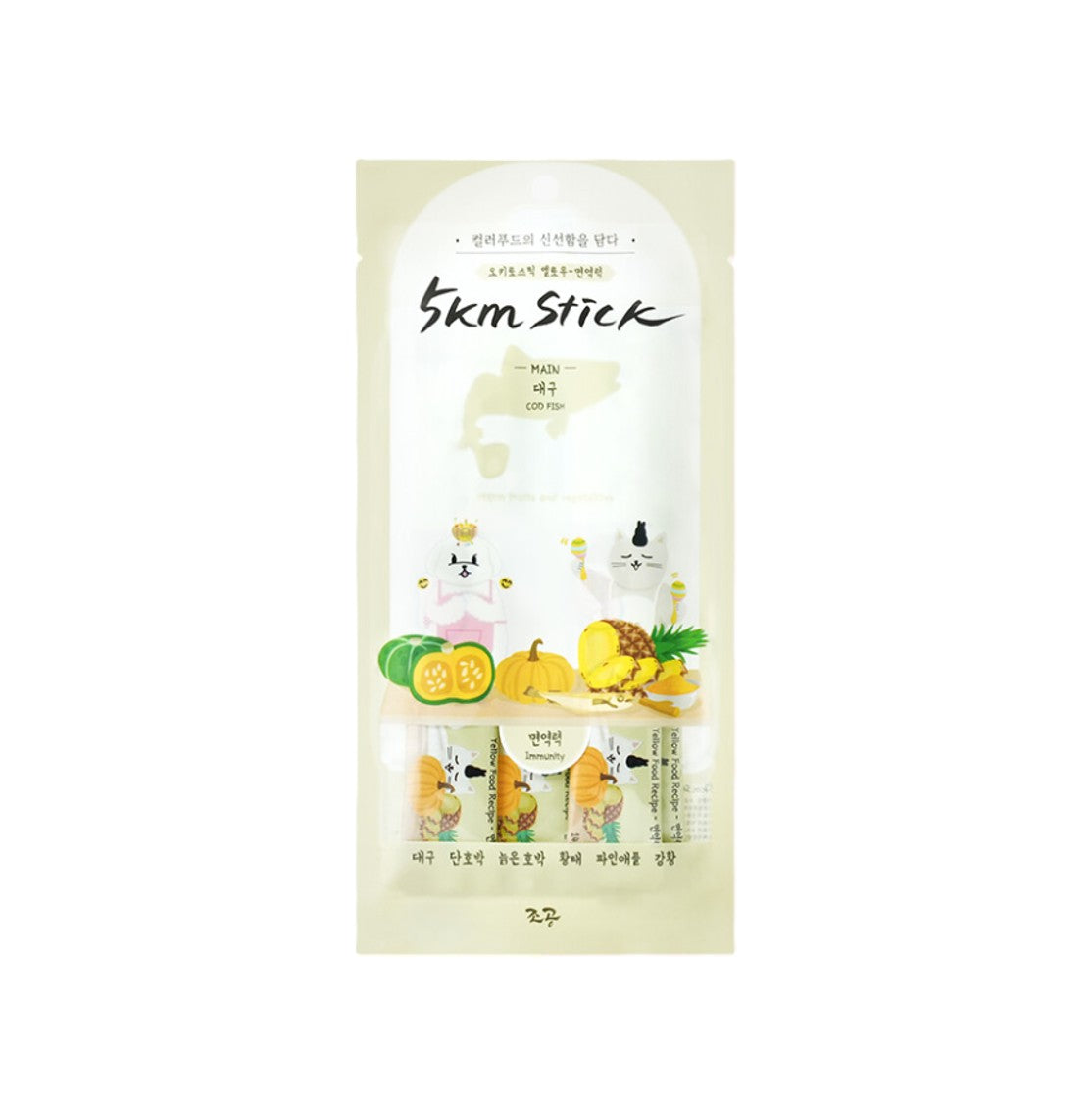 5km Stick 增強免疫【淺黃鱈魚配方】營養蔬果貓狗肉泥 14克 x4
