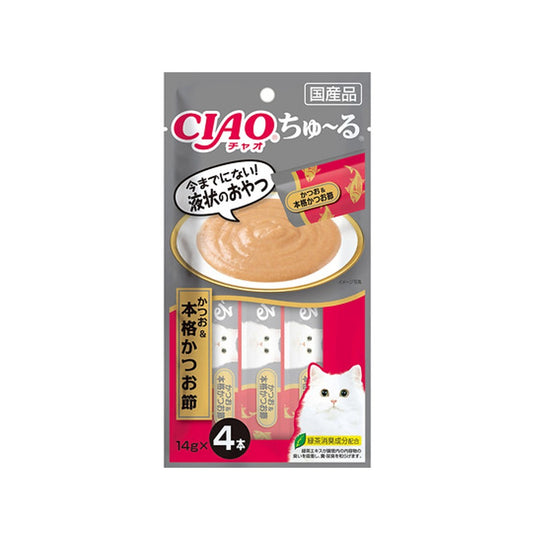CIAO 貓零食 日本肉泥(SC-246) - 鰹魚+鰹魚節 14gx4條裝