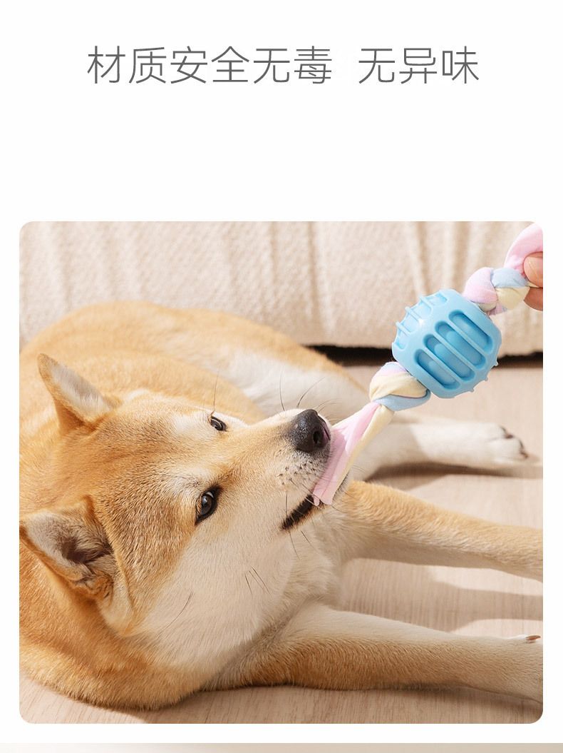 Hipidog TPR糖果小狗狗玩具 磨牙耐咬 可水洗潔牙橡膠用品 藍色凹凸球布條