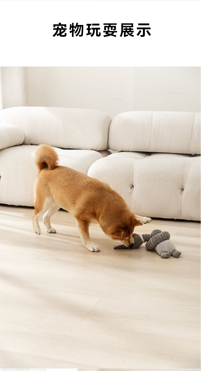 Hipidog 毛絨發聲玩具 貓咪狗狗互動寵物玩具 邁洛灰兔子