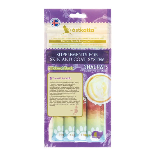 ASTKATTA Skin & Coat Series Nutritional Puree Fresh Free-Range Chicken + Wild Duck Formula 14g x4