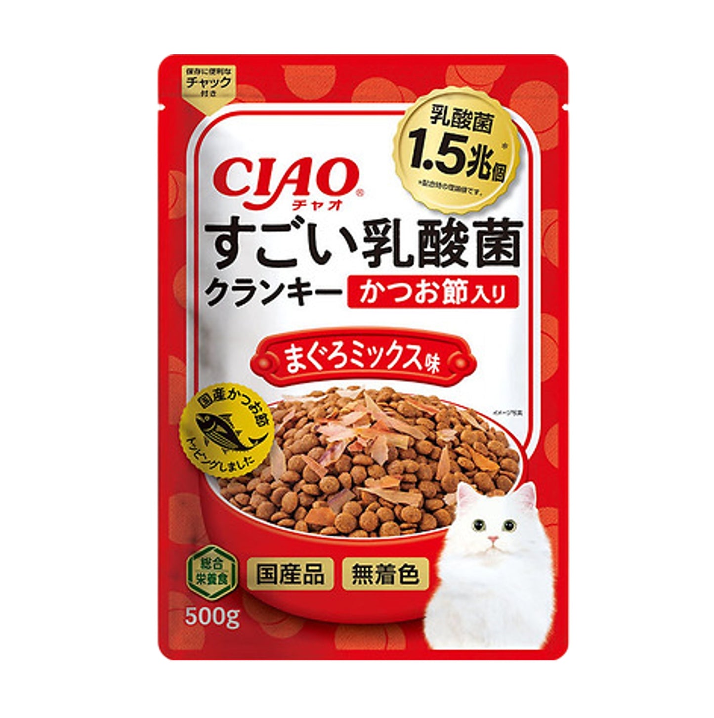 CIAO 1.5兆個乳酸菌夾心乾糧系列 木魚&吞拿魚味 500g (P-255)