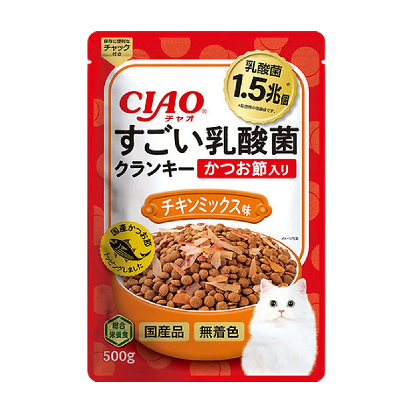 CIAO 1.5兆個乳酸菌夾心乾糧系列 木魚&雞肉味 500g (P-257)