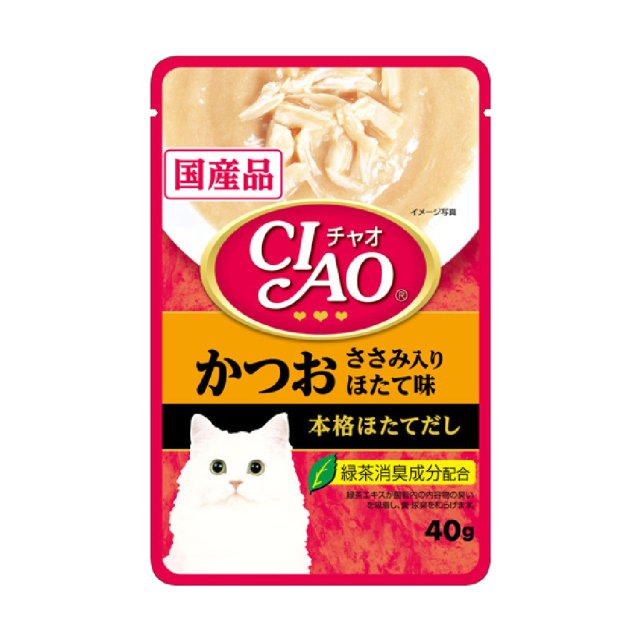 INABA CIAO Japanese Cat Wet Food Bonito + Chicken + Scallop Flavor Scallop Broth Formula 40g #IC-203  