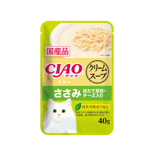 INABA〈CIAO〉日本貓濕糧 帶子 + 雞肉 + 芝士味 + 忌廉湯底配方 40g #IC-214