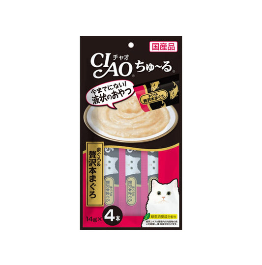 CIAO 貓零食 日本肉泥(SC-150) - 吞拿魚+極品吞拿魚醬 14gx4條裝