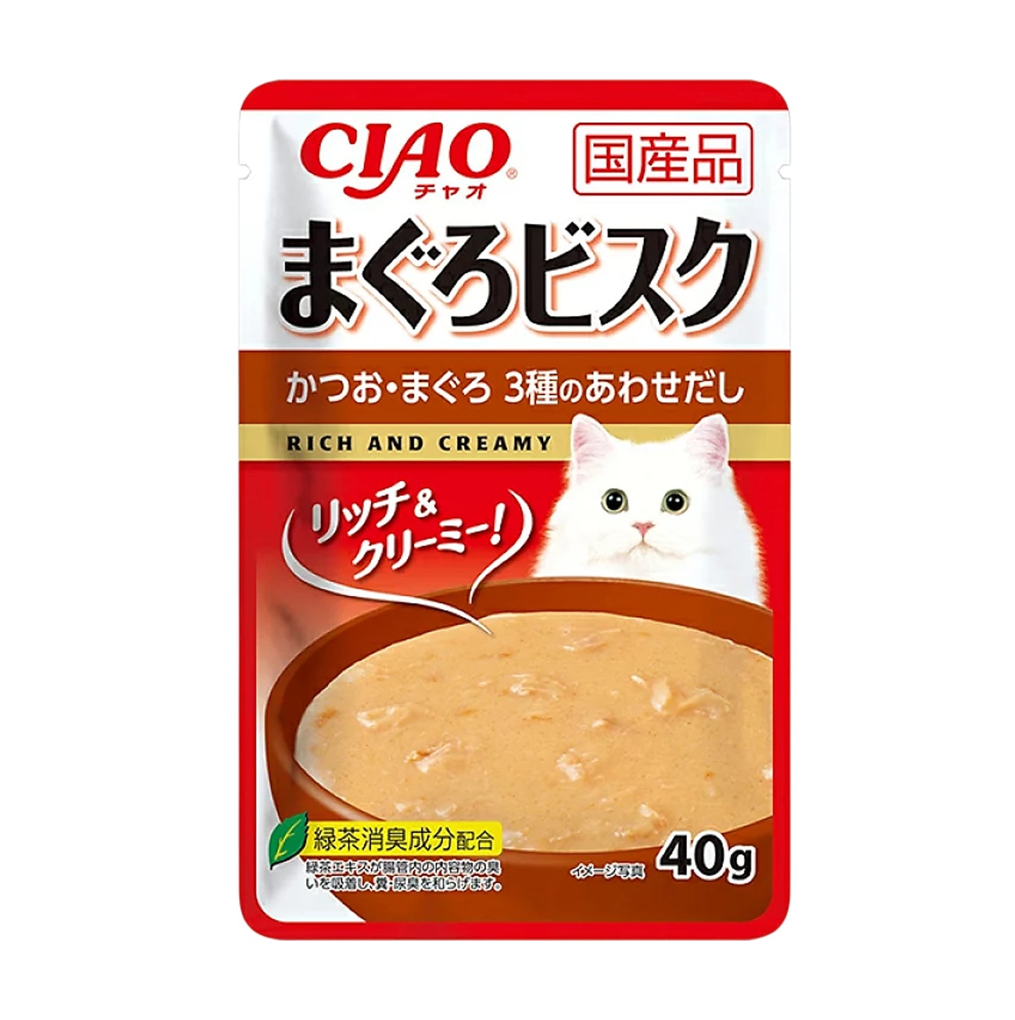CIAO 日本貓濕糧(IC-358) - 吞拿魚濃湯餐包 鰹魚&混合高湯味 40g