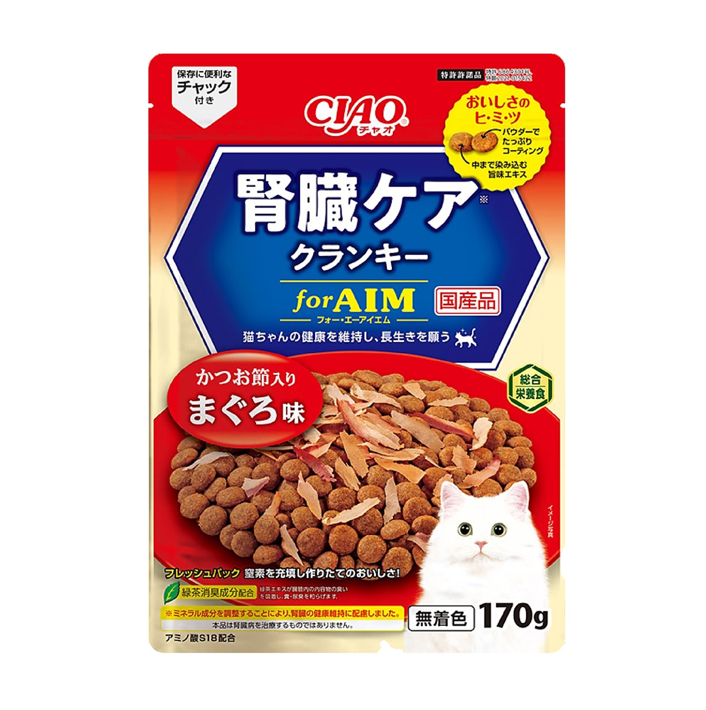 CIAO AIM腎臟健康維持系列 木魚片&吞拿魚味貓糧 170g (P-155)