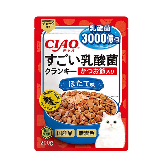 CIAO 3000億個乳酸菌夾心乾糧系列 木魚&帶子味貓糧 200g (P-253)