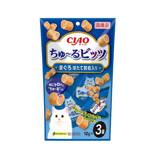 CIAO CS-172 Cat Treats Churu Bites with Tuna and Scallop Flavor (12gx3)