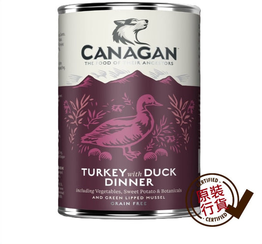 Canagan Grain-Free Dog Canned Wet Food Fresh Turkey + Duck Formula 400g #CTD