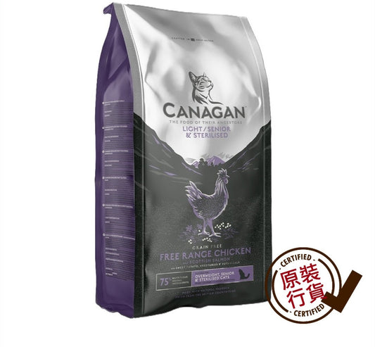 Canagan Original Choice Grain-Free Cat Food Free-Run Chicken Weight Management and Senior Cat Formula 4kg #ZLS4