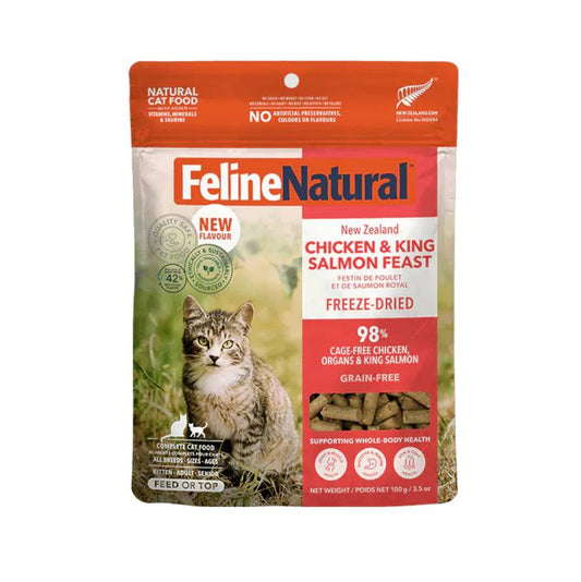 Feline Natural Chicken & King Salmon Feast Freeze-Dried Cat food 100g