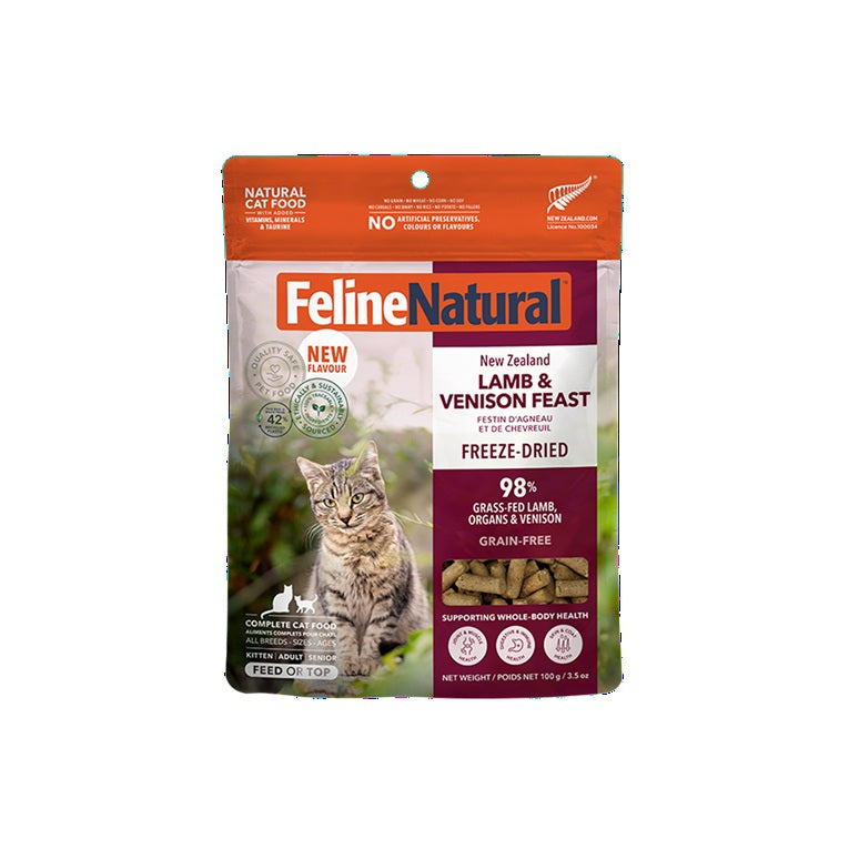Feline Natural Lamb & Venison Feast Freeze-Dried Cat Food 100g