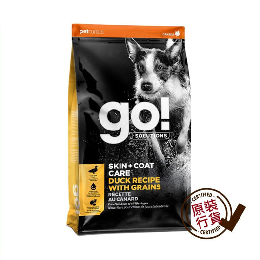 GO! SOLUTIONS Skin + Coat Care Duck Recipe With Grains All Life Stages Dog Food 12lb