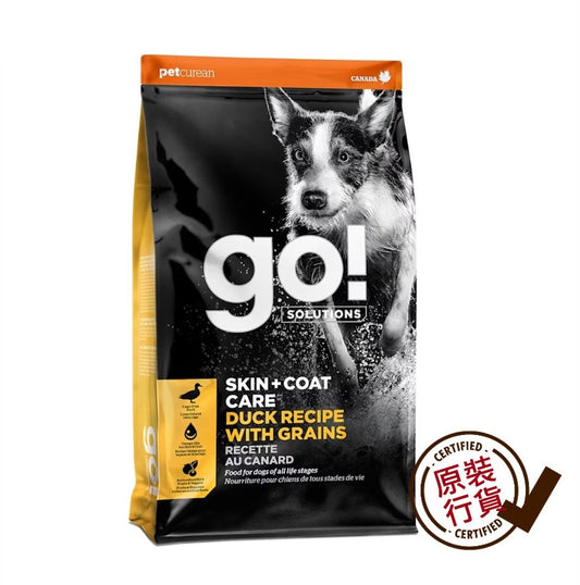 GO! SOLUTIONS Skin + Coat Care Duck Recipe With Grains All Life Stages Dog Food 22lb